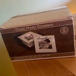 Set of 6 glass photo coasters